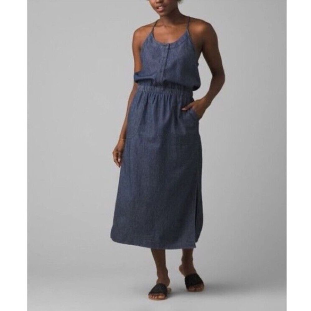 Prana‎ Sky Haven Dress in Deep Denim -  Women's Size Medium Organic Cotton